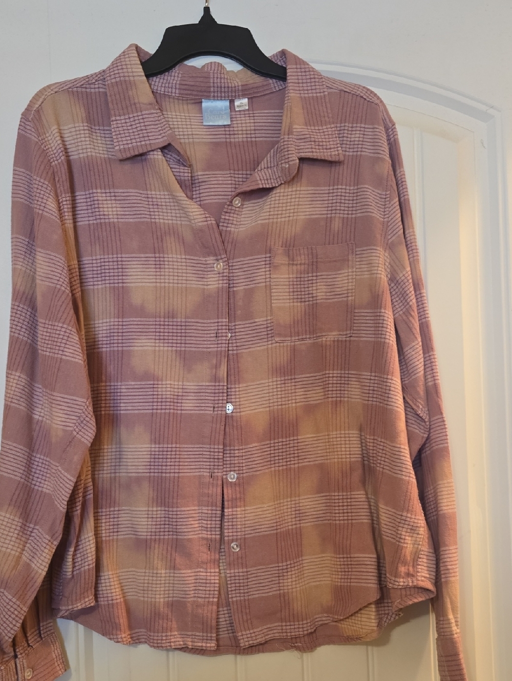 Care Bears Mauve & Cream Plaid Button-Down Shirt